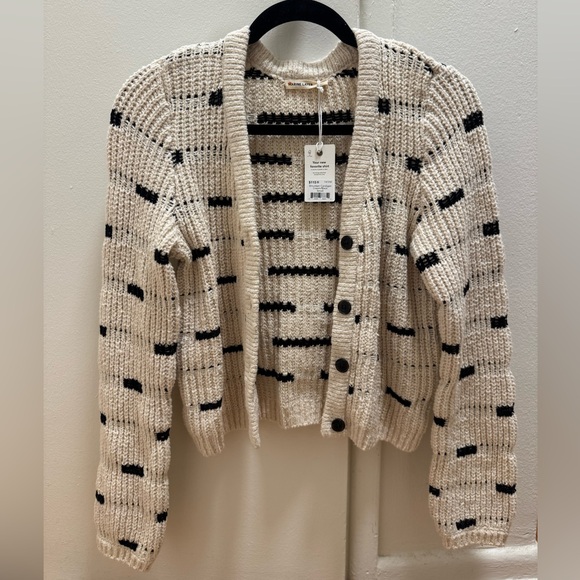 Marine Layer Cream and Black Striped Cardigan - Picture 1 of 5